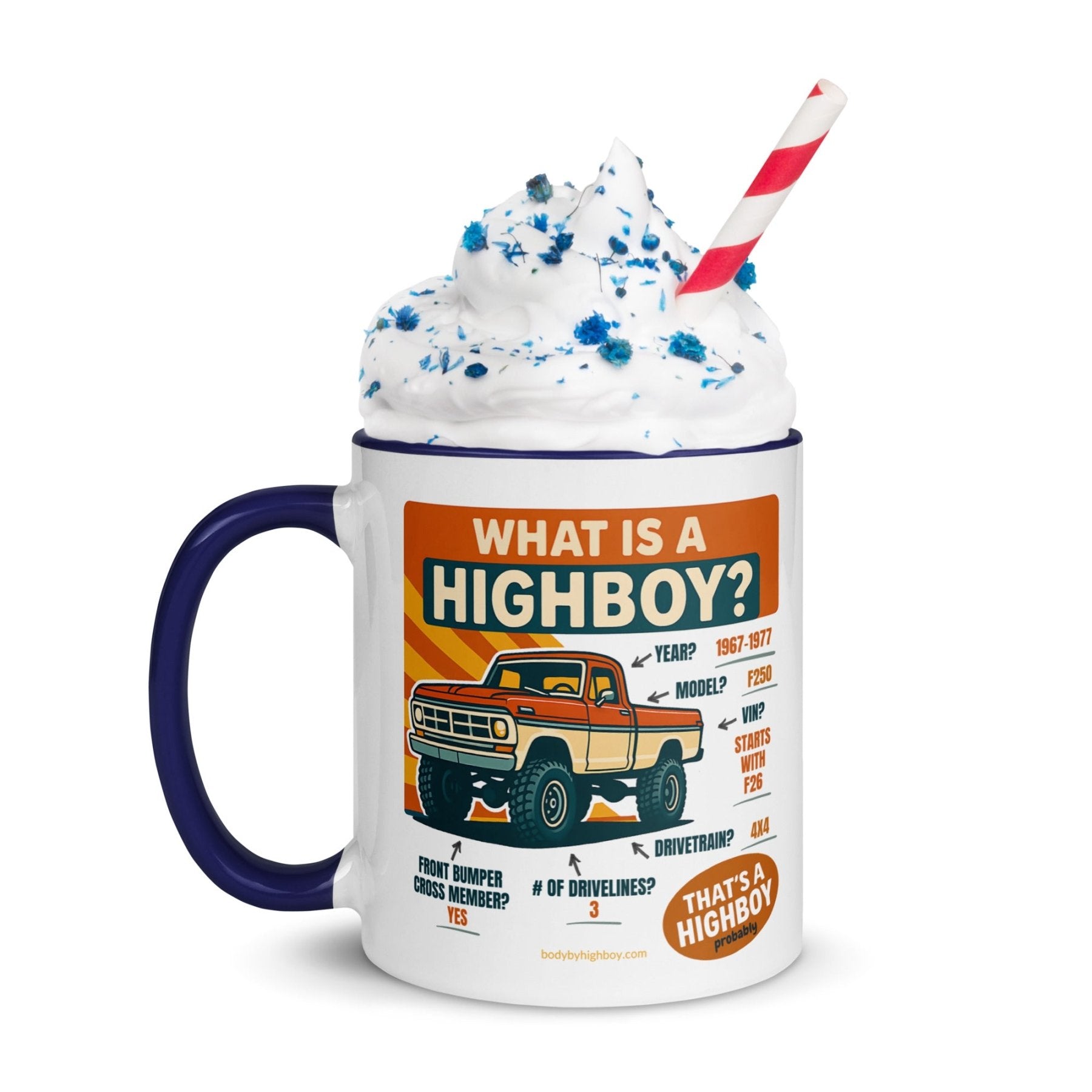 “What is a Highboy?” Mug - vintage ford 1967–1979 Highboy, Bumpside, and Dentside truck design – BodyByHighboy