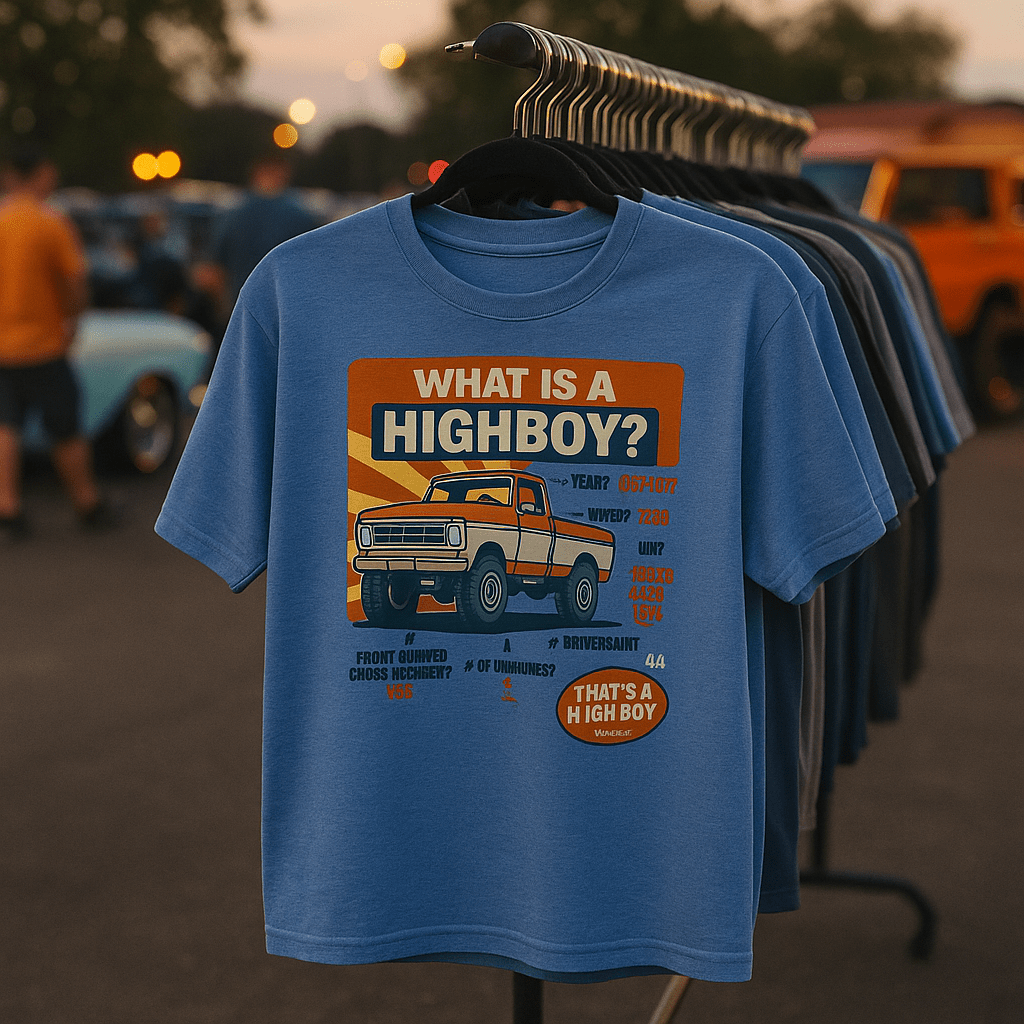 “What is a Highboy?” T-Shirt - vintage ford 1967–1979 Highboy, Bumpside, and Dentside truck design – BodyByHighboy