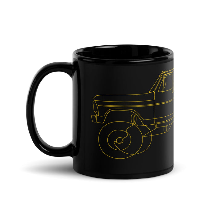 1967–1977 Bumpside & Dentside Highboy Dual-Cab Highboy Line-Art Black Ceramic Mug | Body By Highboy