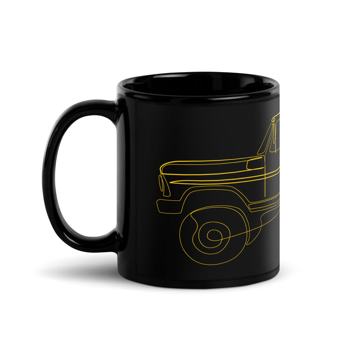 1967–1977 Bumpside & Dentside Highboy Single-Cab Highboy Line-Art Black Ceramic Mug | Body By Highboy